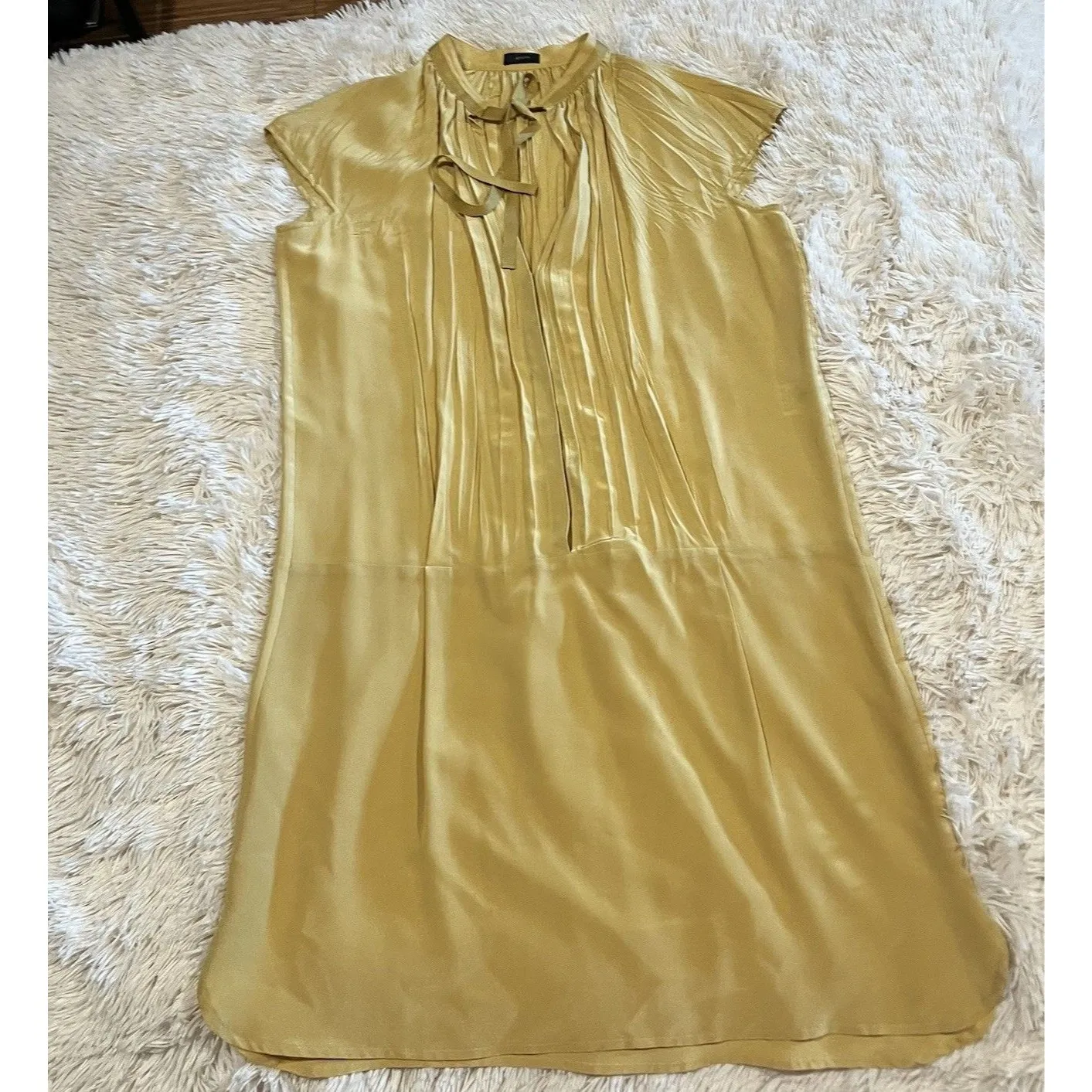 Joseph Silk Crepe Dress Women’s US 6 Sleeveless Button Up 38 FR Mustard Yellow - Image 4