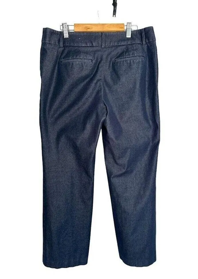 Talbots Newport Pants Size 6 Faux Denim Navy Blue Trouser Straight Ankle Stretch - Image 4