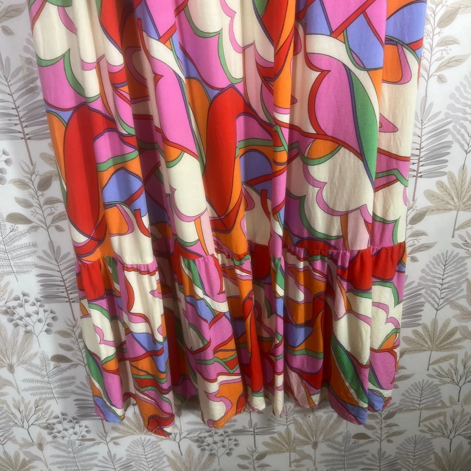 Golden by Golden Couture Maxi Dress‎ – Colorful Abstract Puff Sleeve – Size M Size M - Image 4