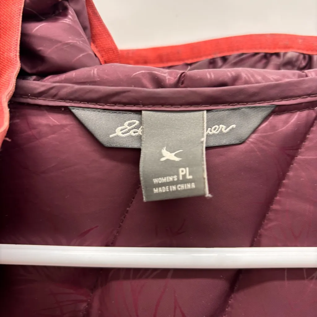 Eddie Bauer Goose Down Hooded Winter Jacket Trench Puffer Coat Zip Up Womens PL - Image 3