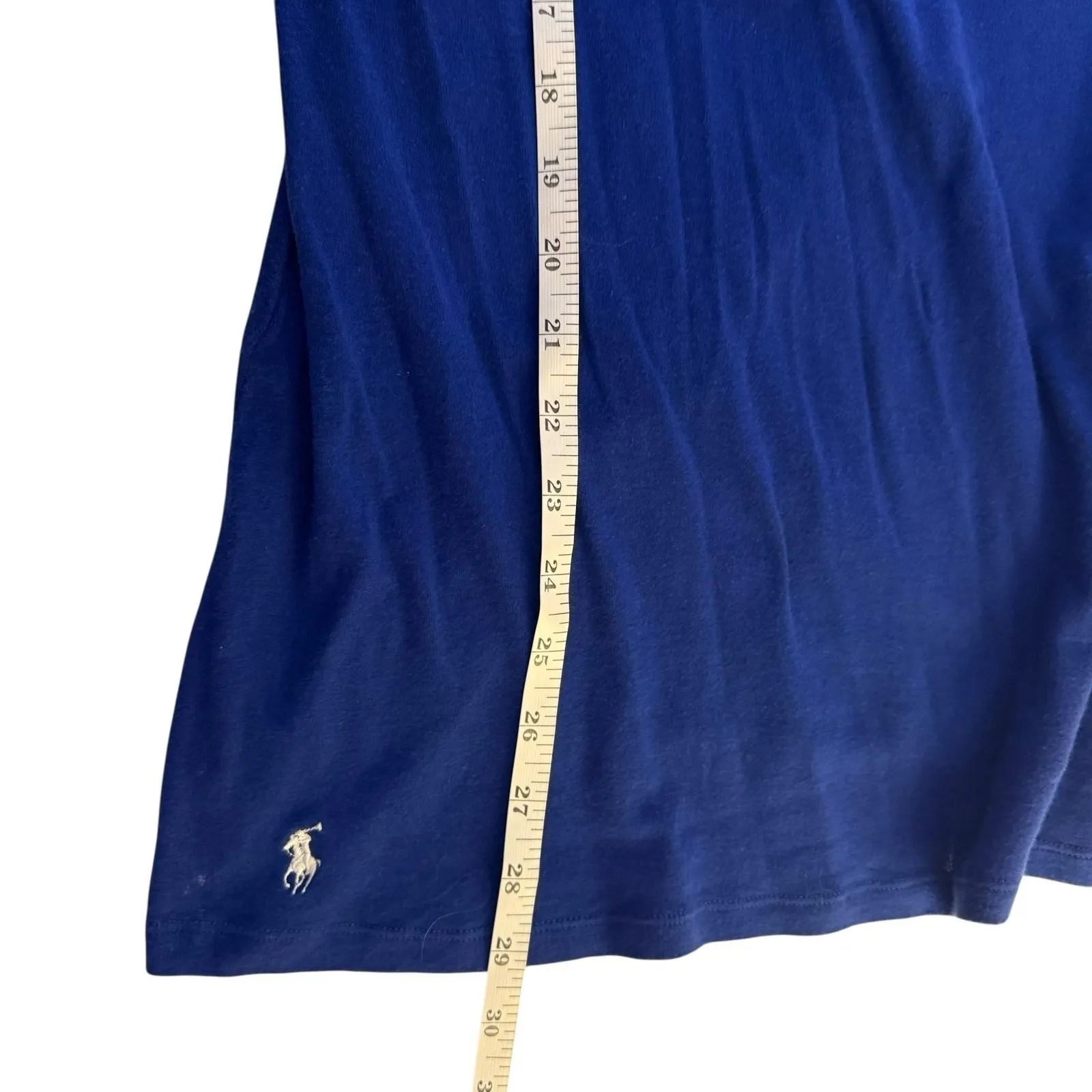 Ralph Lauren Blue White Gown Sleepwear Large Ruffle Neck Y2K Logo Preppy Lounge - Image 9