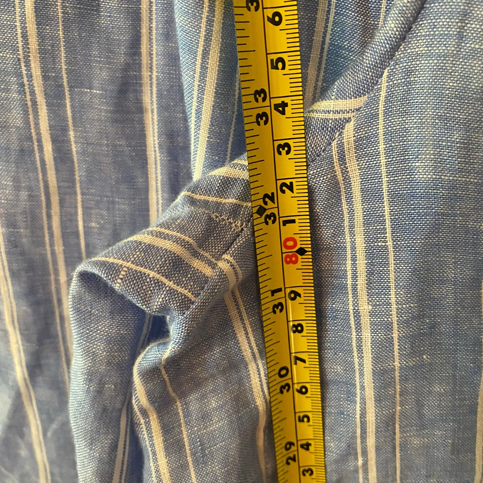 Anthropologie ett:twa Blue White Striped 100% Linen Wide Leg Flowy Pants Women 8 - Image 11