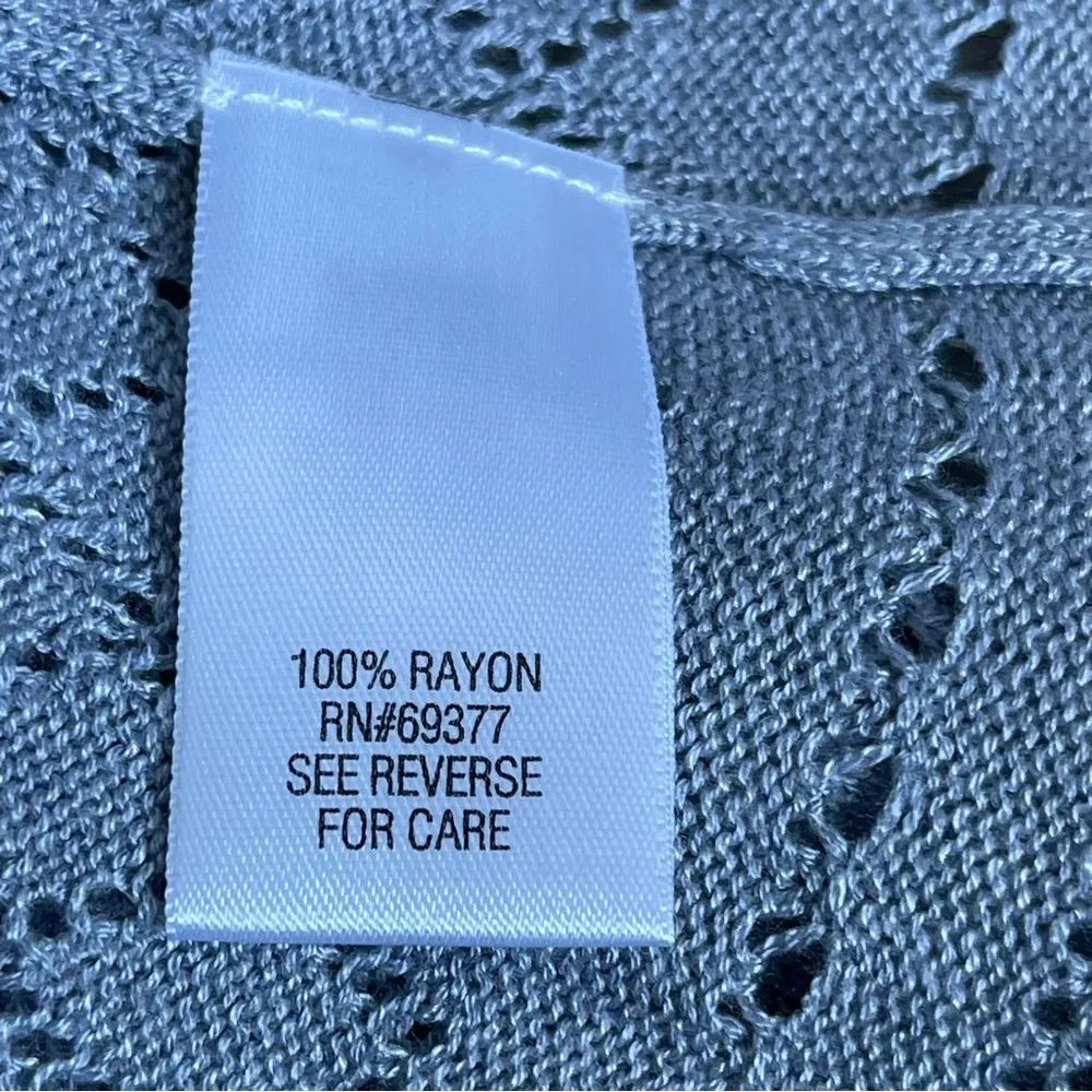 Pointelle Open Front Catdigan Sweater Women’s Size M Gray - Image 7