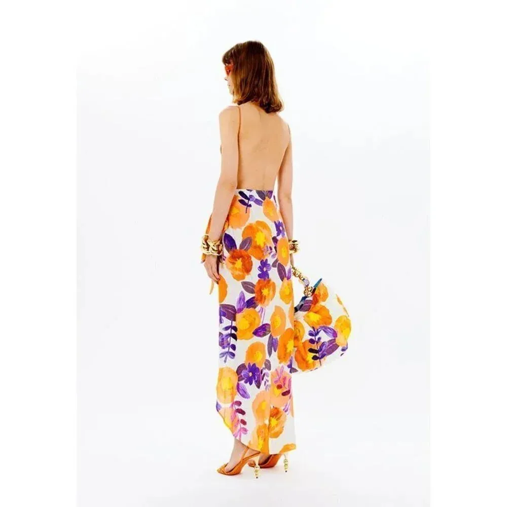 Raisa Vanessa Slit Detail Floral Skirt in Yellow & Purple 36 2 - Image 14