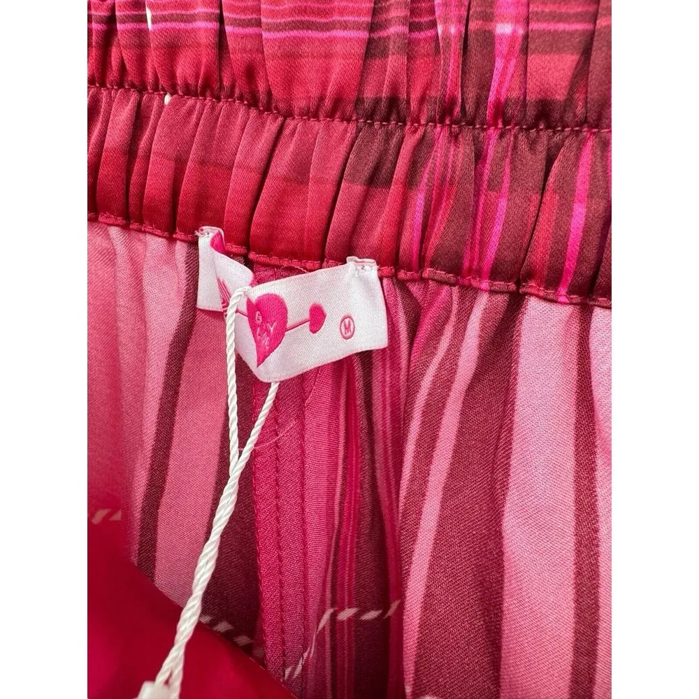 New Buddy Love McKenna Pajama Set Sugar Berry Removable Feather Cuffs Medium Pink - Image 11