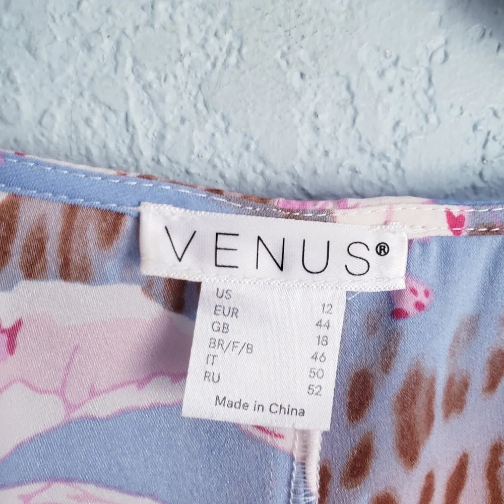 Venus Pink And Blue Floral Leopard Print Long Sleeve Belted Dress - Image 9