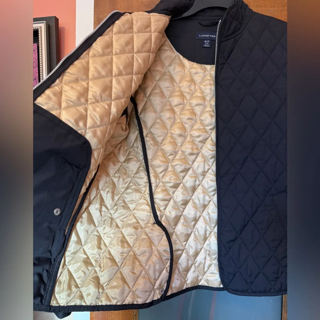 Lands’ End Women Black Quilted Feather Free Insulated Casual Jacket Coat Size M - Image 4