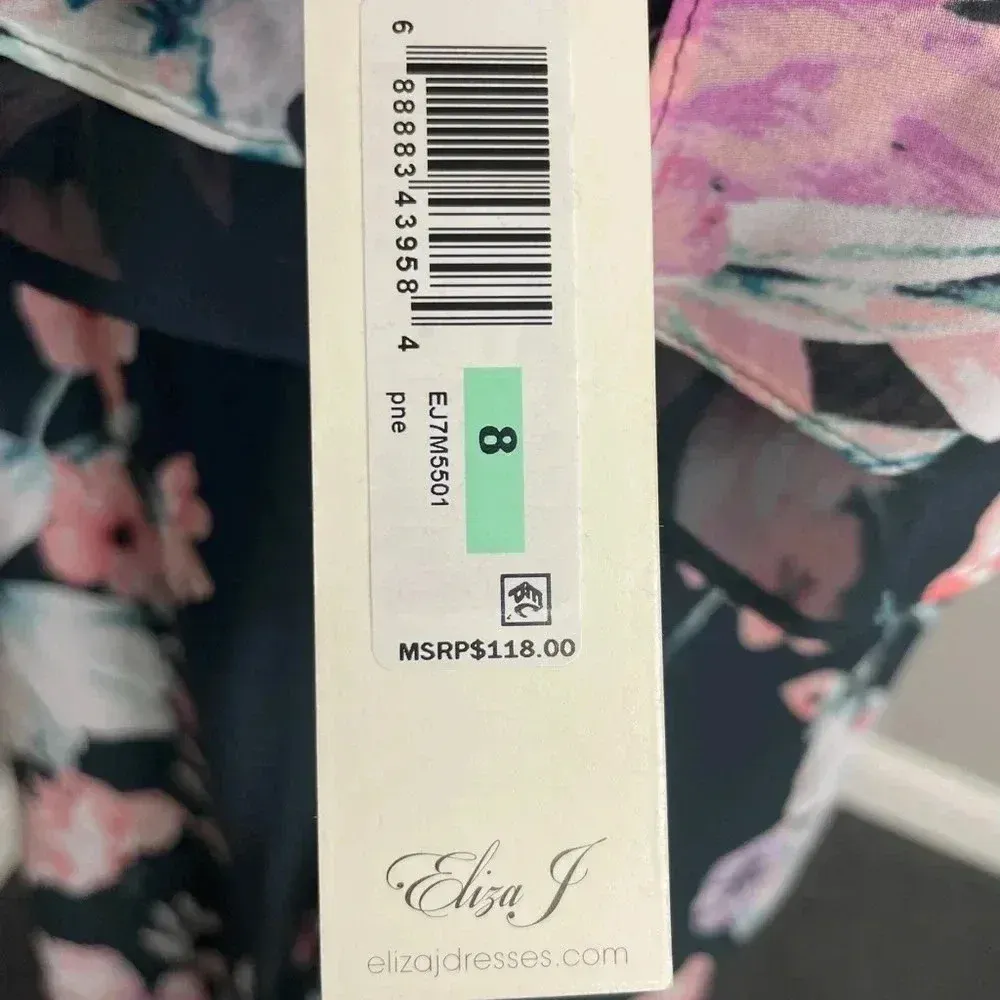 Eliza J Floral One Shoulder Ruffle Shift Dress NEW Green Pink Ruffle Feminine - Image 7