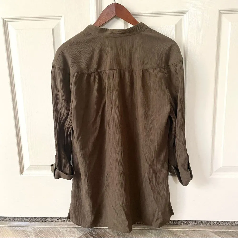Sag Harbor brown long sleeved button down top Size M - Image 3