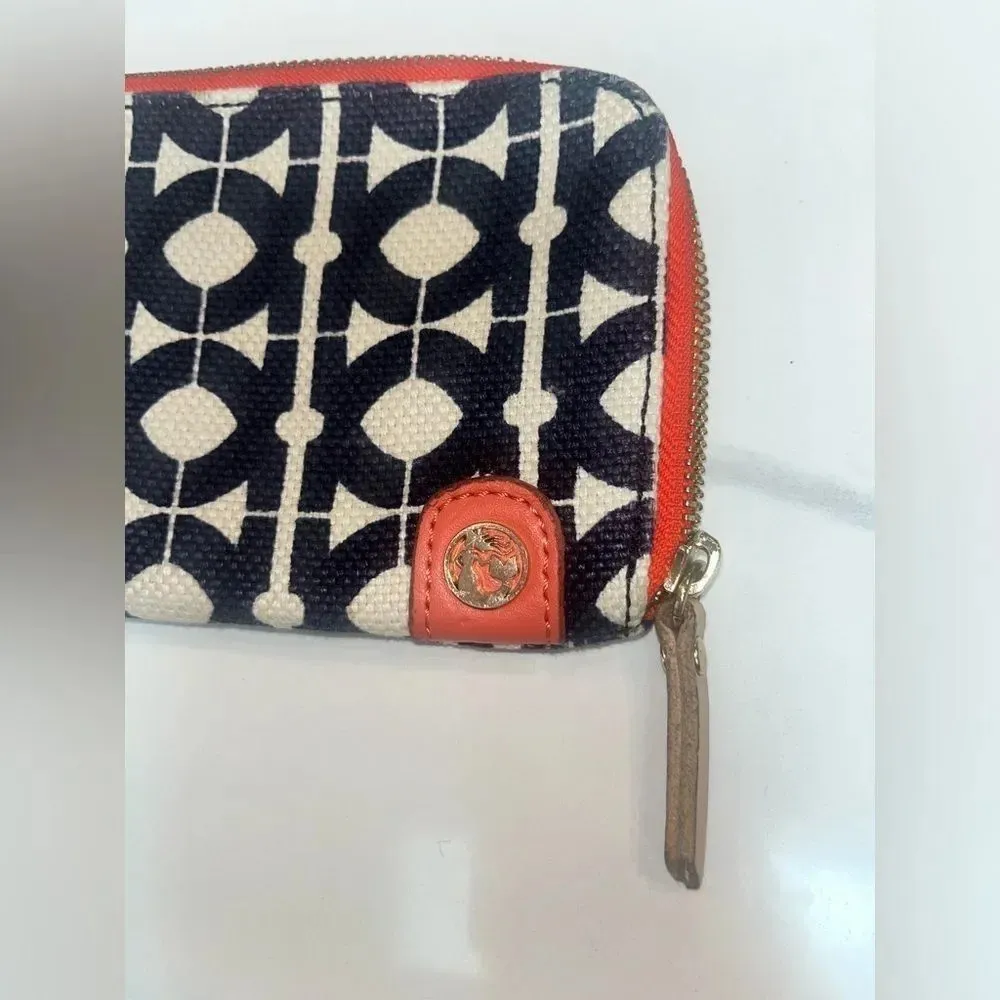 Spartina 449 Callahan Linen Wristlet Wallet Ivory Navy Orange Accent Classic - Image 4