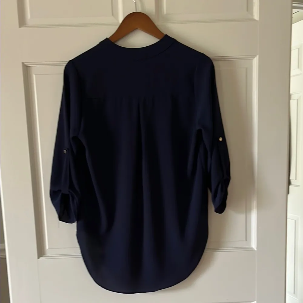 Karlie Blue V-Neck Relaxed Blouse - Image 6