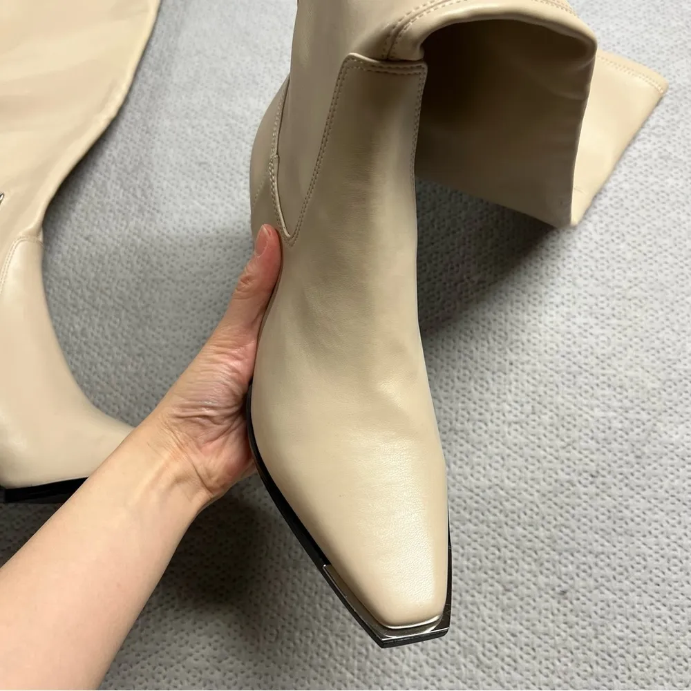 Marc Fisher Noemi Leather Over-The-Knee Boots in Ivory White Size 7 NWOT - Image 4