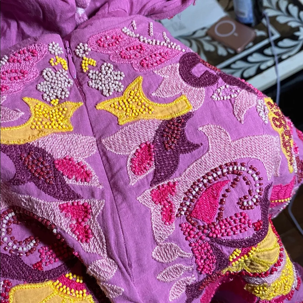Anthropologie Magenta Dress with Embroidered Details - Image 10