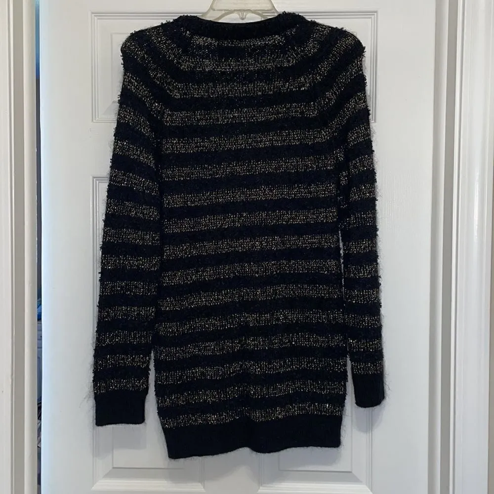 3.1 Philip Lim Black & Gold Metallic Stripe Cardigan - Image 10