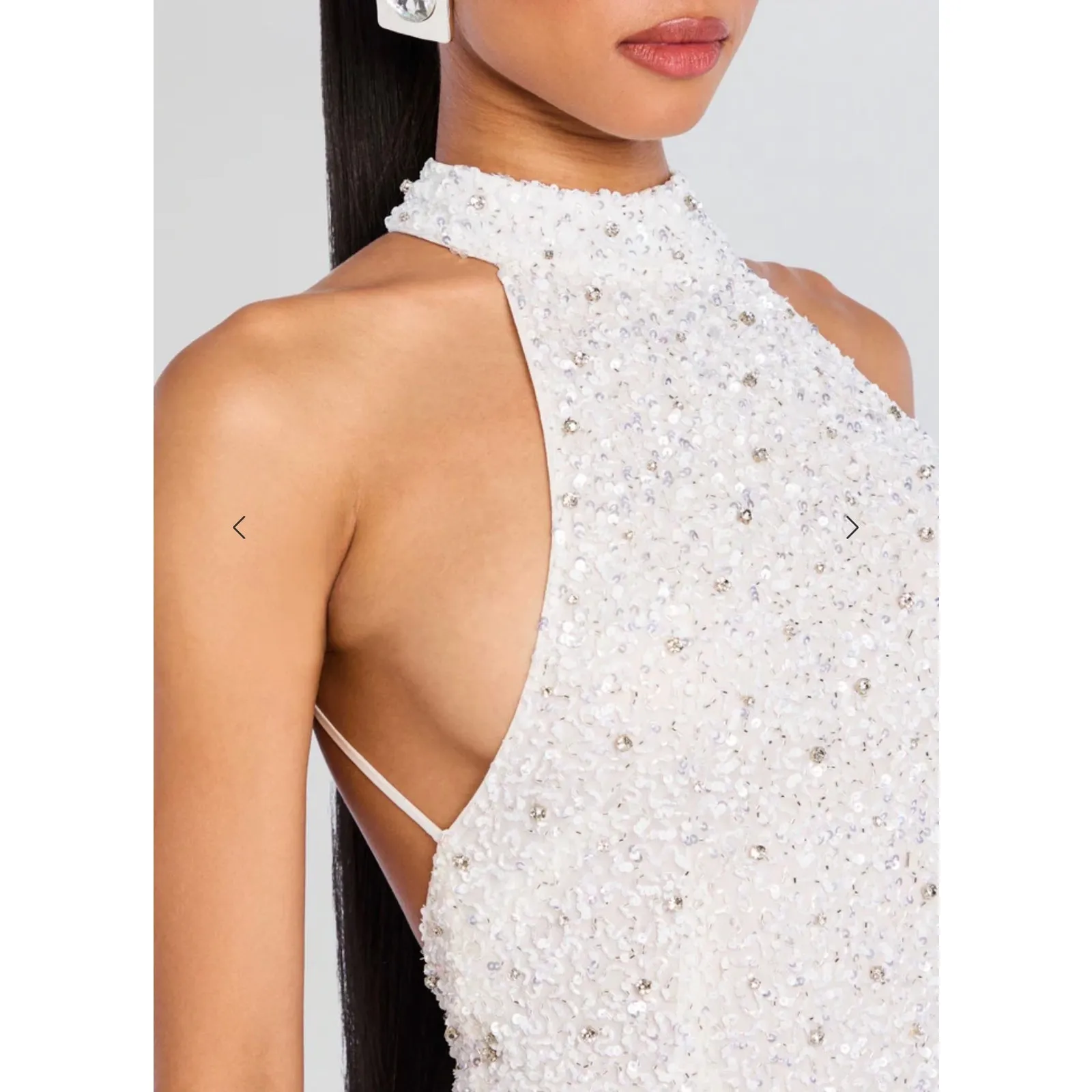 NEW Retrofete Olivia Sequin Mini Dress White Size Medium - Image 4