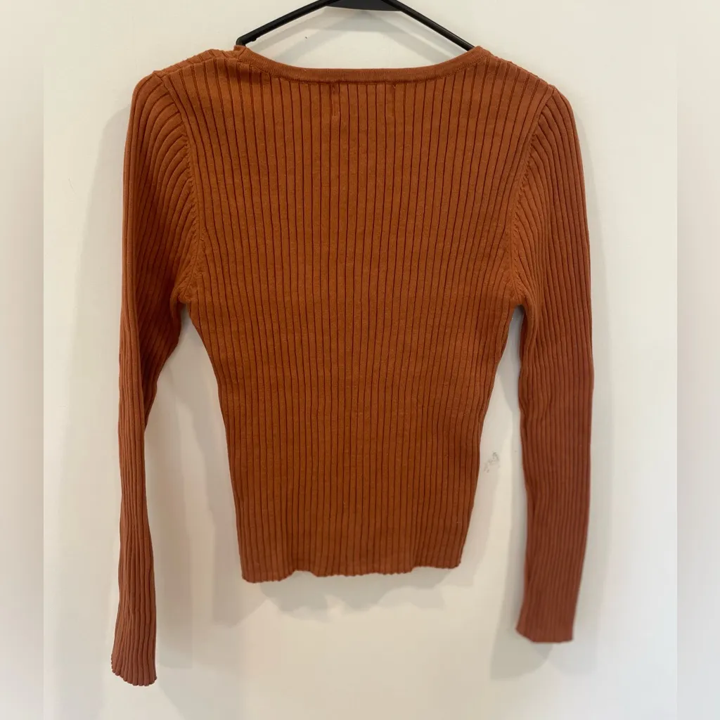 Rolla's Terracotta Ribbed 100% Cotton Sweater sz Medium Brown - Image 4