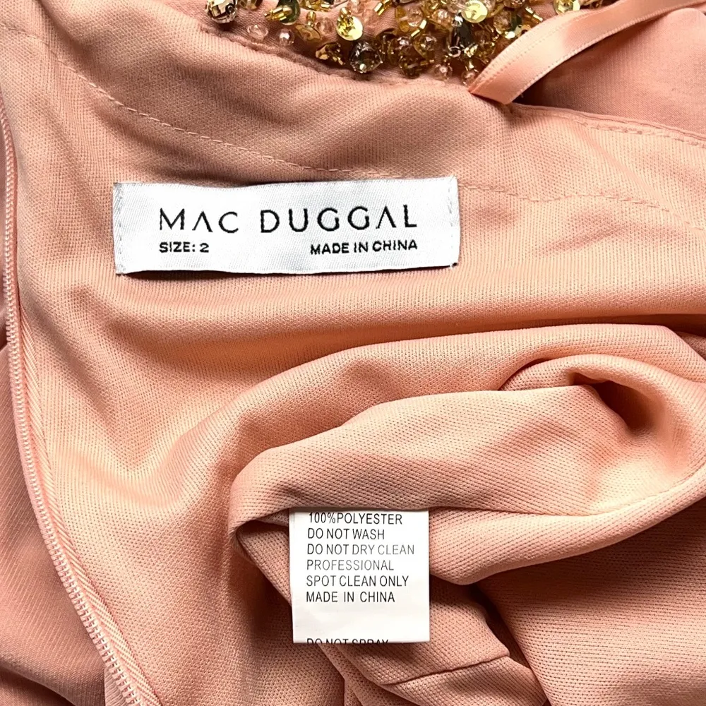 Mac Duggal Beaded Drop Shoulder Jersey Gown, Rose, size 2 - Image 9