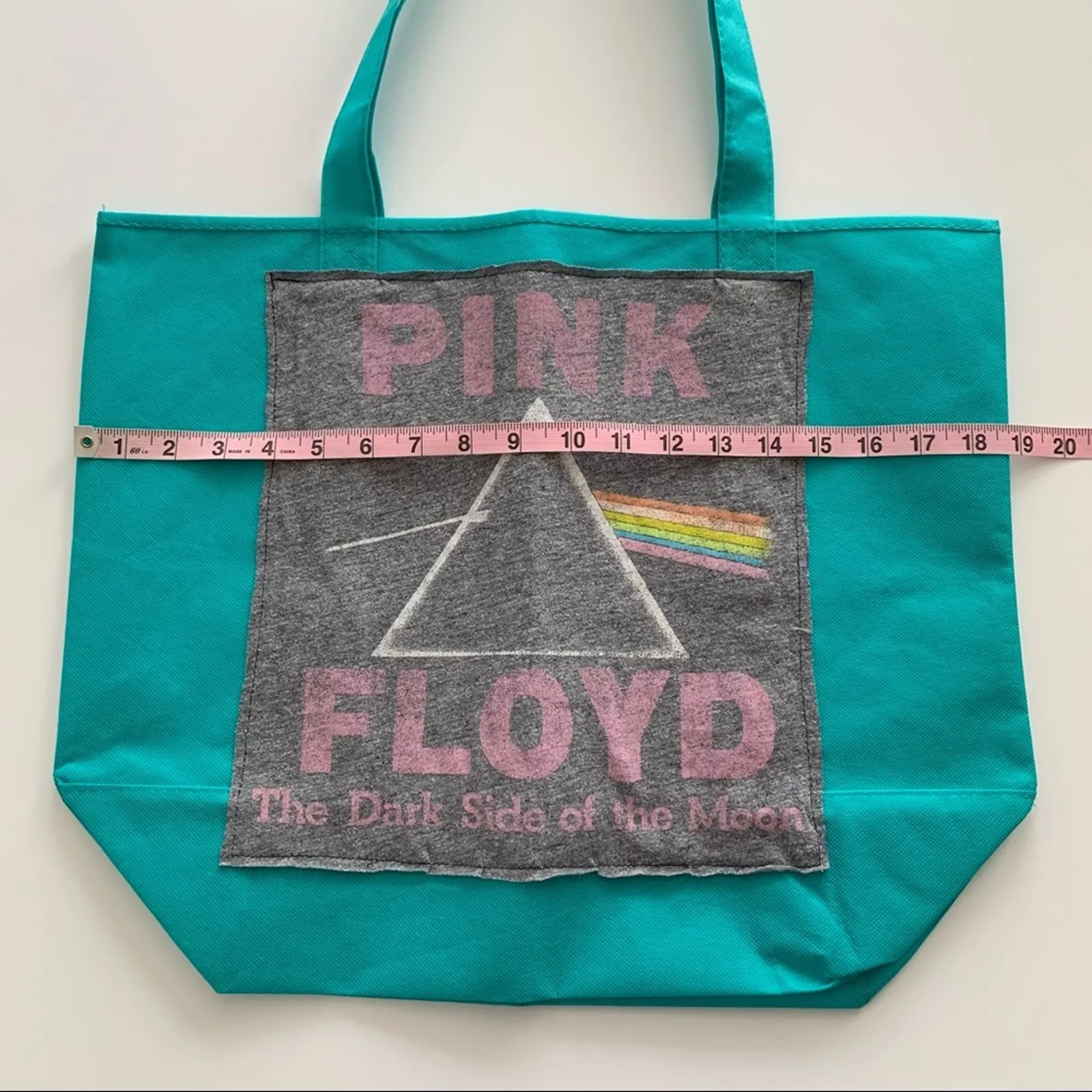 Via Penny Lane Reworked Apparel | Pink Floyd Cyan Green Nylon Tote Bag - Image 4