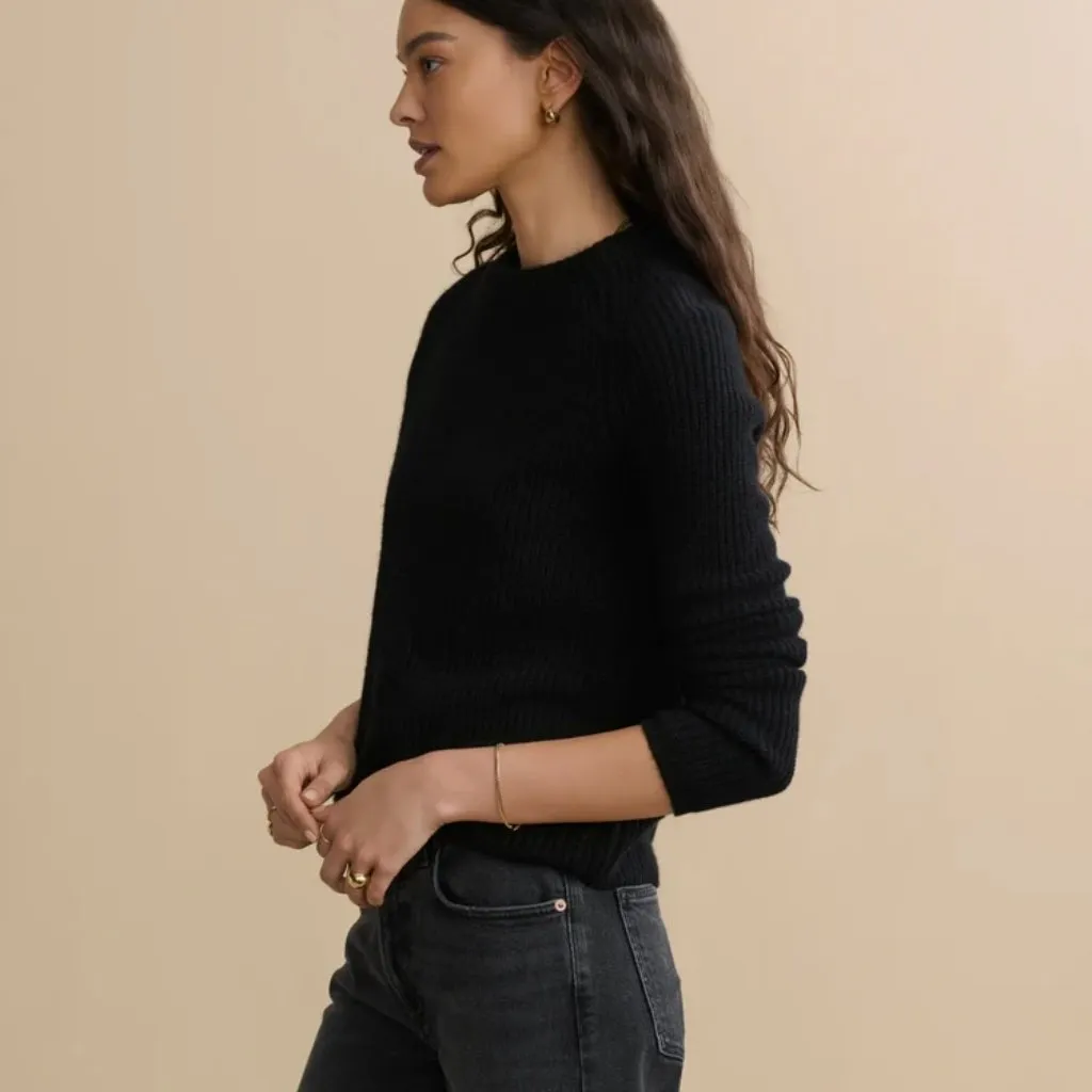 Jenni Kayne Cashmere Fisherman Sweater in Black, Size Small - Image 3