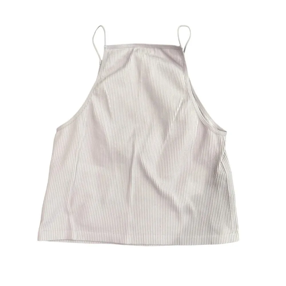 Aeropostale Seamless Ribbed Halter Crop Top in Lilac, Size XL​​ - Image 2