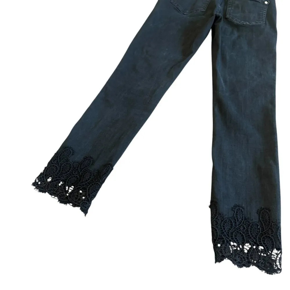 Ted‎ Baker Alesiaa Black Skinny Jeans Lace Trim Stretch Classic Size 27 Women's - Image 10