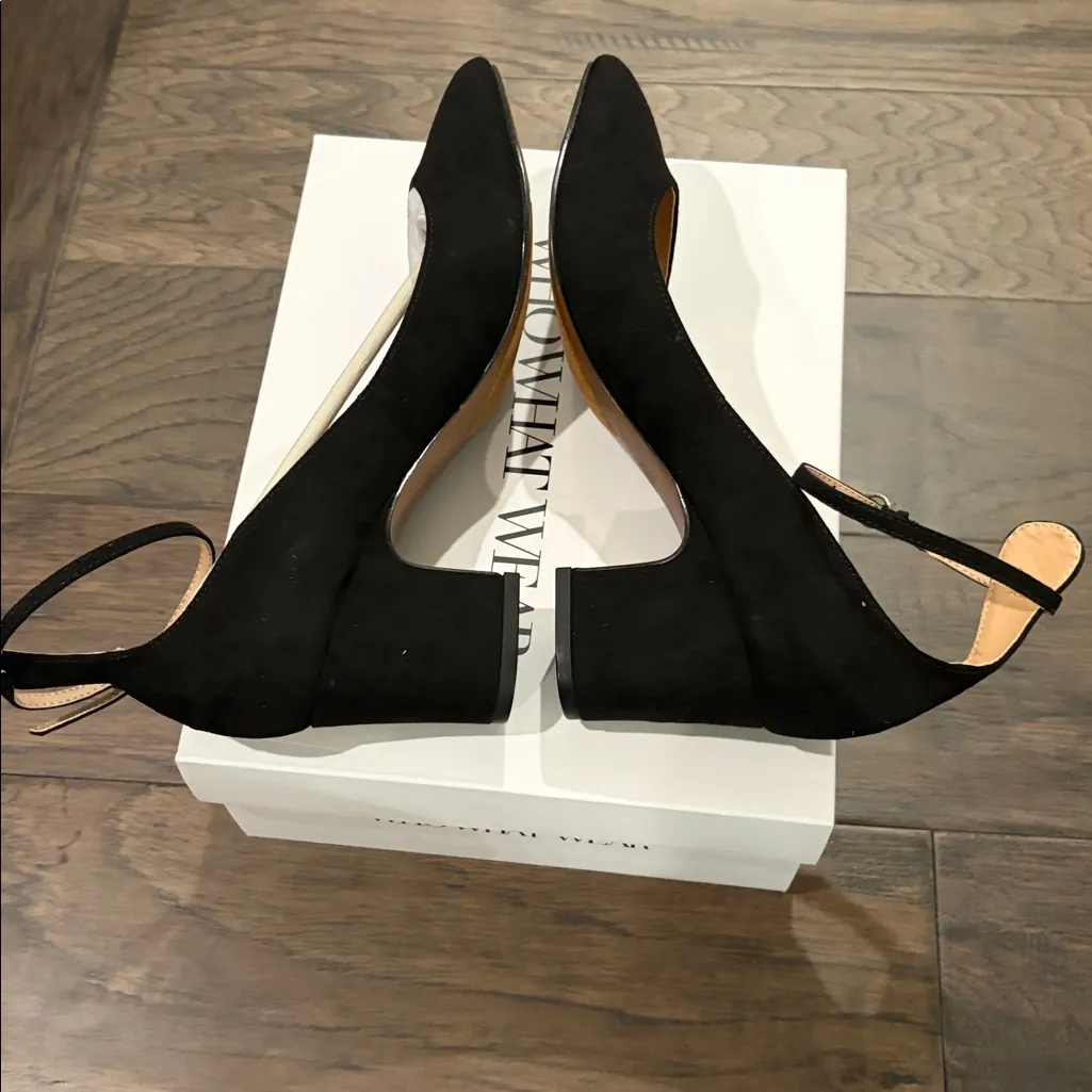 New In Box Who What Wear Faux Black Suede Ankle Strap Heels Sz 7.5 - Image 8