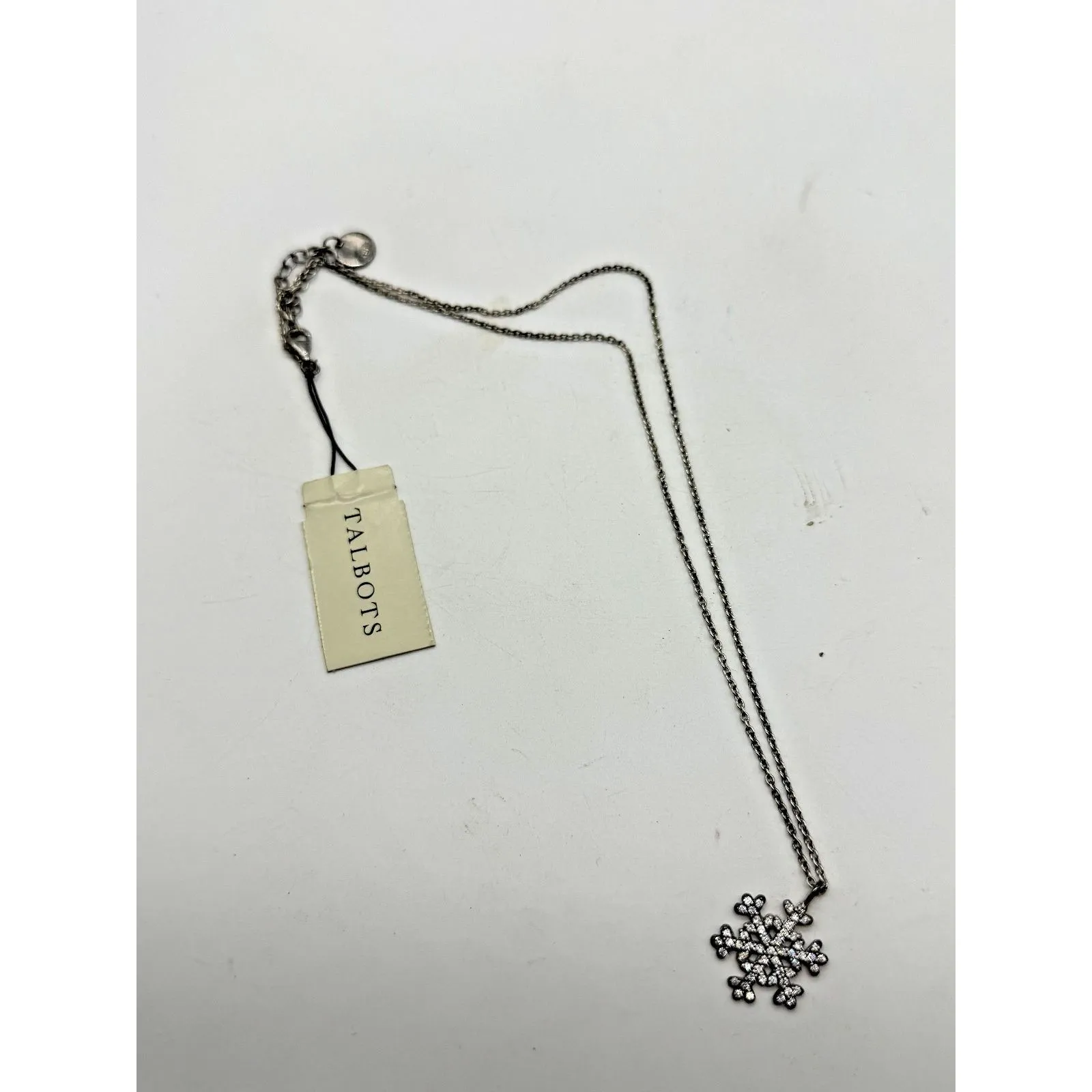 Talbots Snowflake Necklace Silver Tone Crystal‎ Pendant Holiday Jewelry New Tags - Image 3