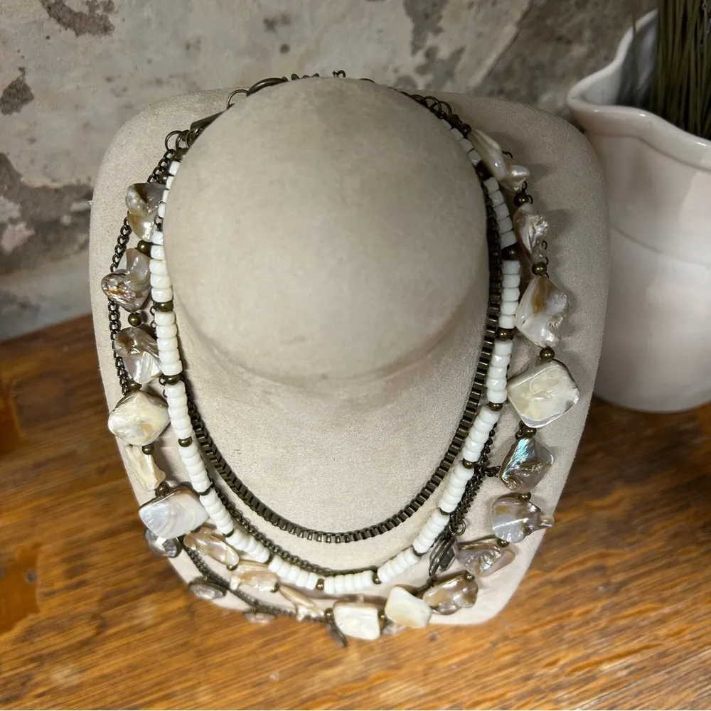 Cookie Lee 'Natural Beauty' 5 Strand Mixed Media Statement Necklace: Size 15-20" - Image 3