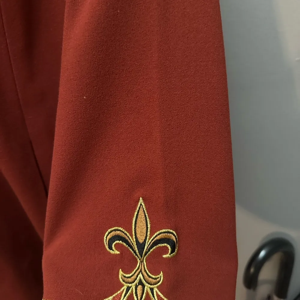 Bob Mackie 1X Embroidered Trompe L’oeil Fleur-de-Lis Jacket Womens VTG Orange - Image 5