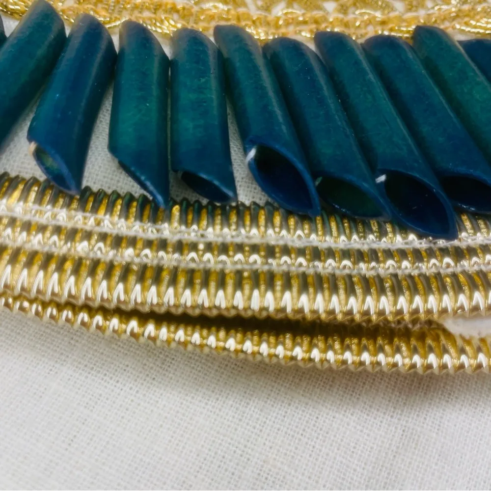 Vintage Egyptian costume outfit Halloween with black wig authentic hand made sm Green - Image 8