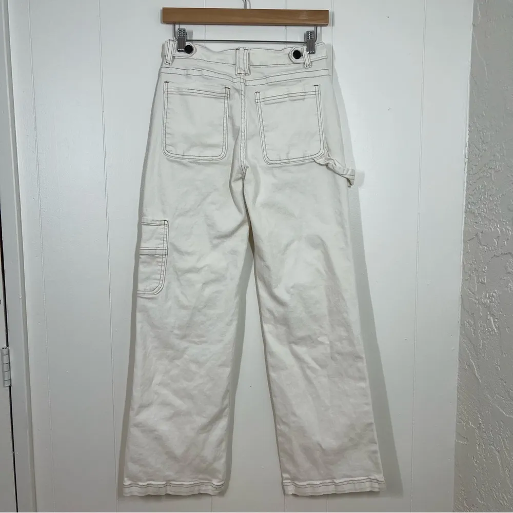 PTCL Cream Wide Leg Cargo Jeans Size 27 - Image 5