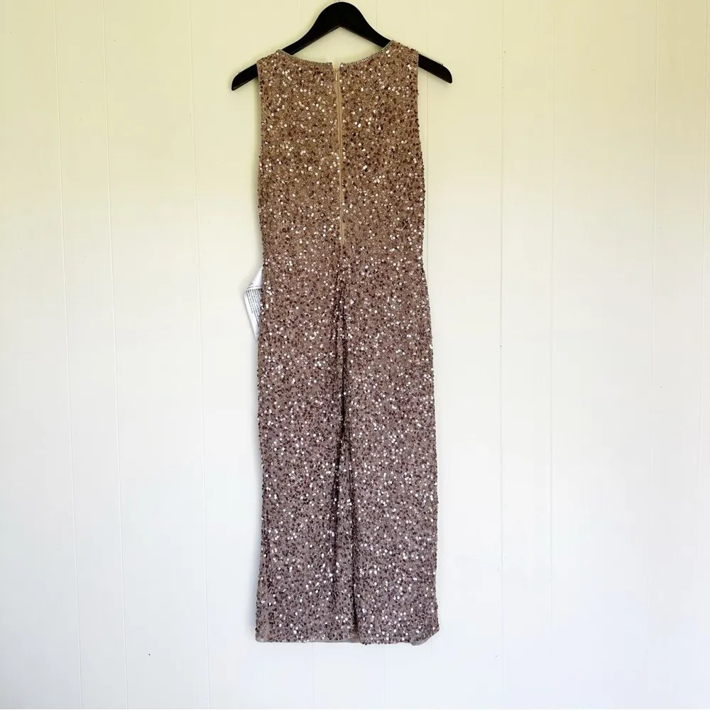 NWOT MAC DUGGAL Sleeveless Sequined Midi Sheath Dress Rosewood  8 - Image 8