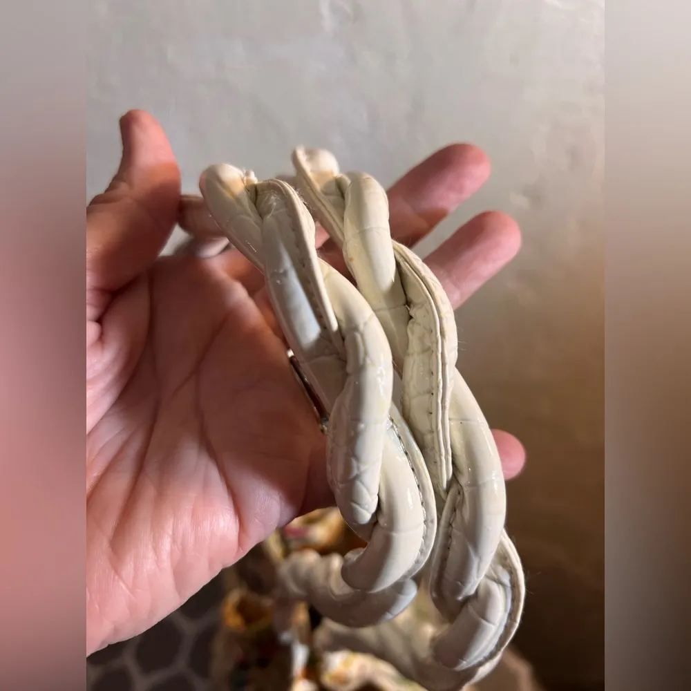 Floral Cream White Shoulder Bag Y2K braided handles vintage summer cottagecore - Image 13