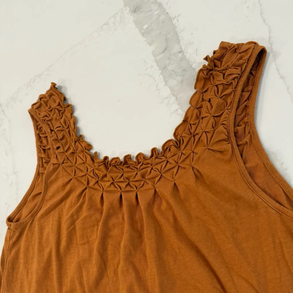 Maeve by Anthropologie Justine Smocked Tank Top Women’s Small Honey Orange Boho - Image 3