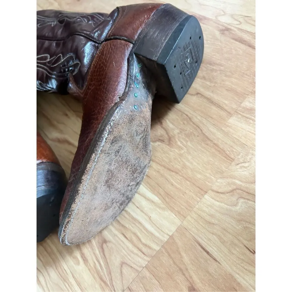Tony Lama Pointed Toe Western Cowboy Boots Size 5.5 Brown Leather Rodeo - Image 4