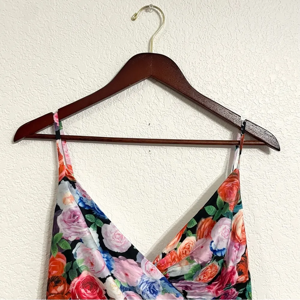 NWT Mac Duggal Womens Dress Multicolor Floral Ruched Waist Asymmetrical Size 10 - Image 3