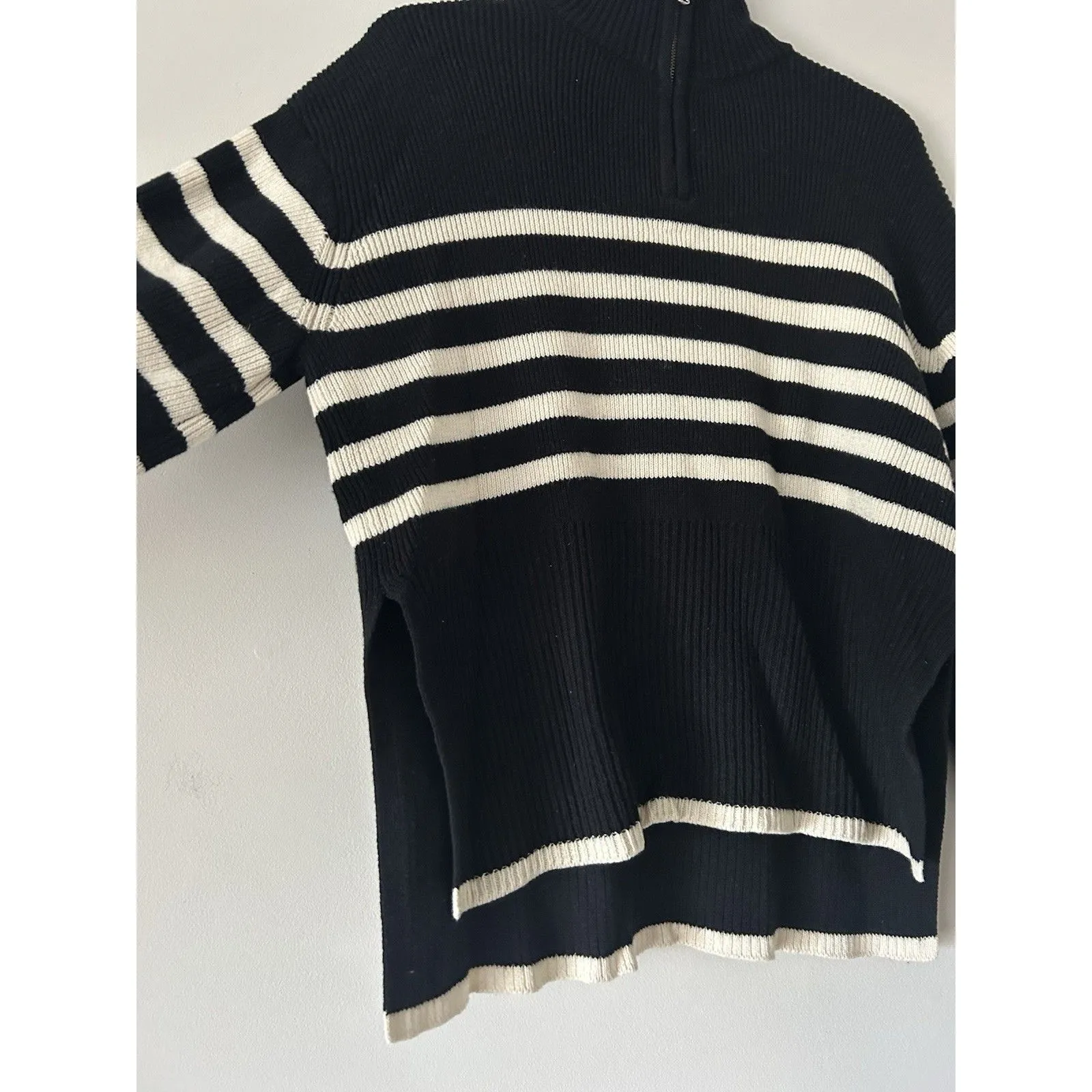 Rails Tessa Sweater Wool & Cotton Striped Onyx Ivory Stripe Preppy Size Small - Image 9