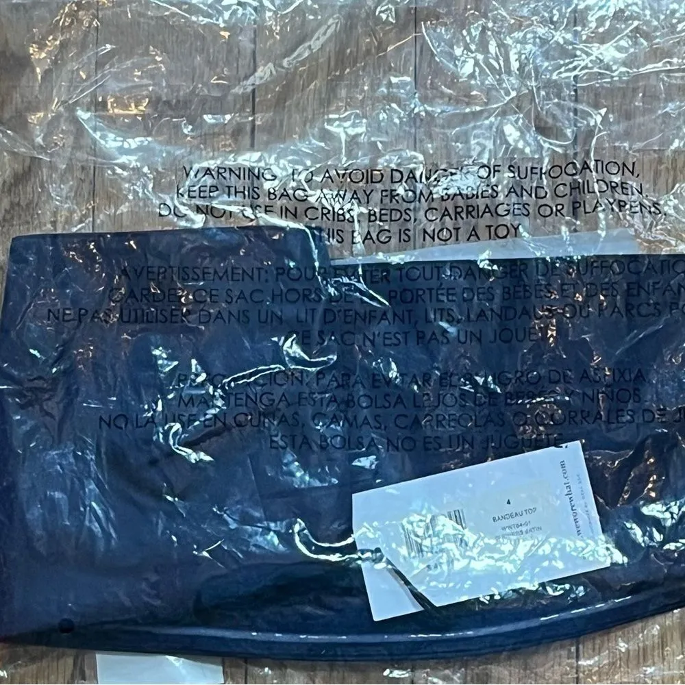 WeWoreWhat Duchesse Satin Bandeau Top Navy Size 4 - Image 7