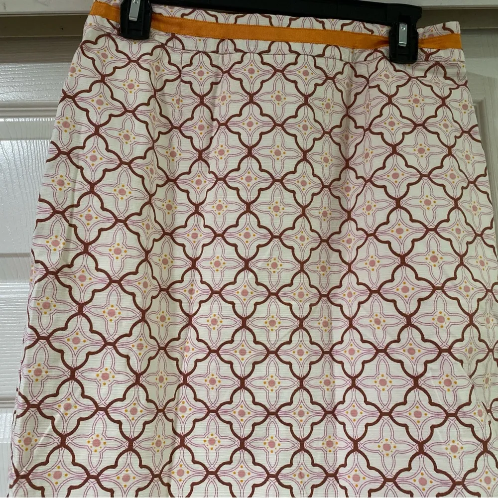 Boden High Waist Modern Boho Print Pencil Skirt Petite Size 8P Brown - Image 3