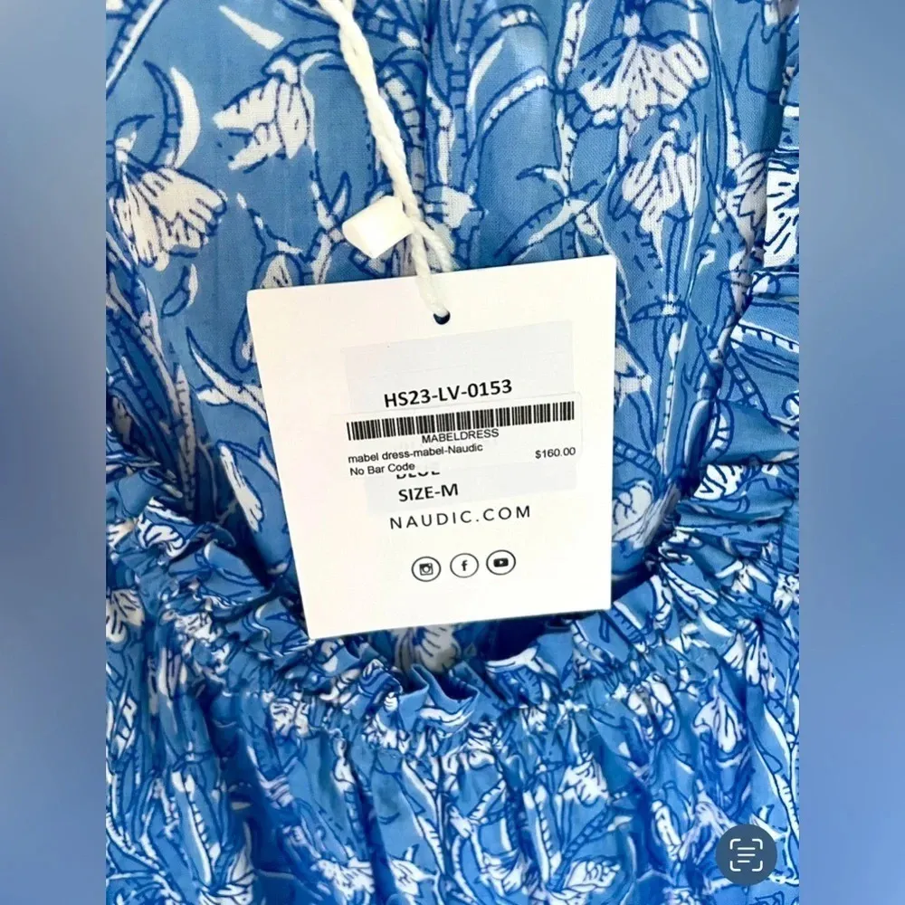 NWT Naudic Floral Mabel Embroidered Maxi Dress Blue Size M - Image 4