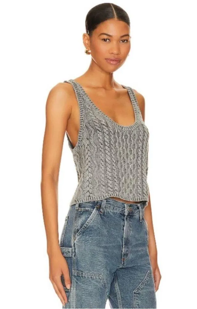 Free People High Tide Cable Knit Scoop Neck Sweater Tank Top XS - Image 6