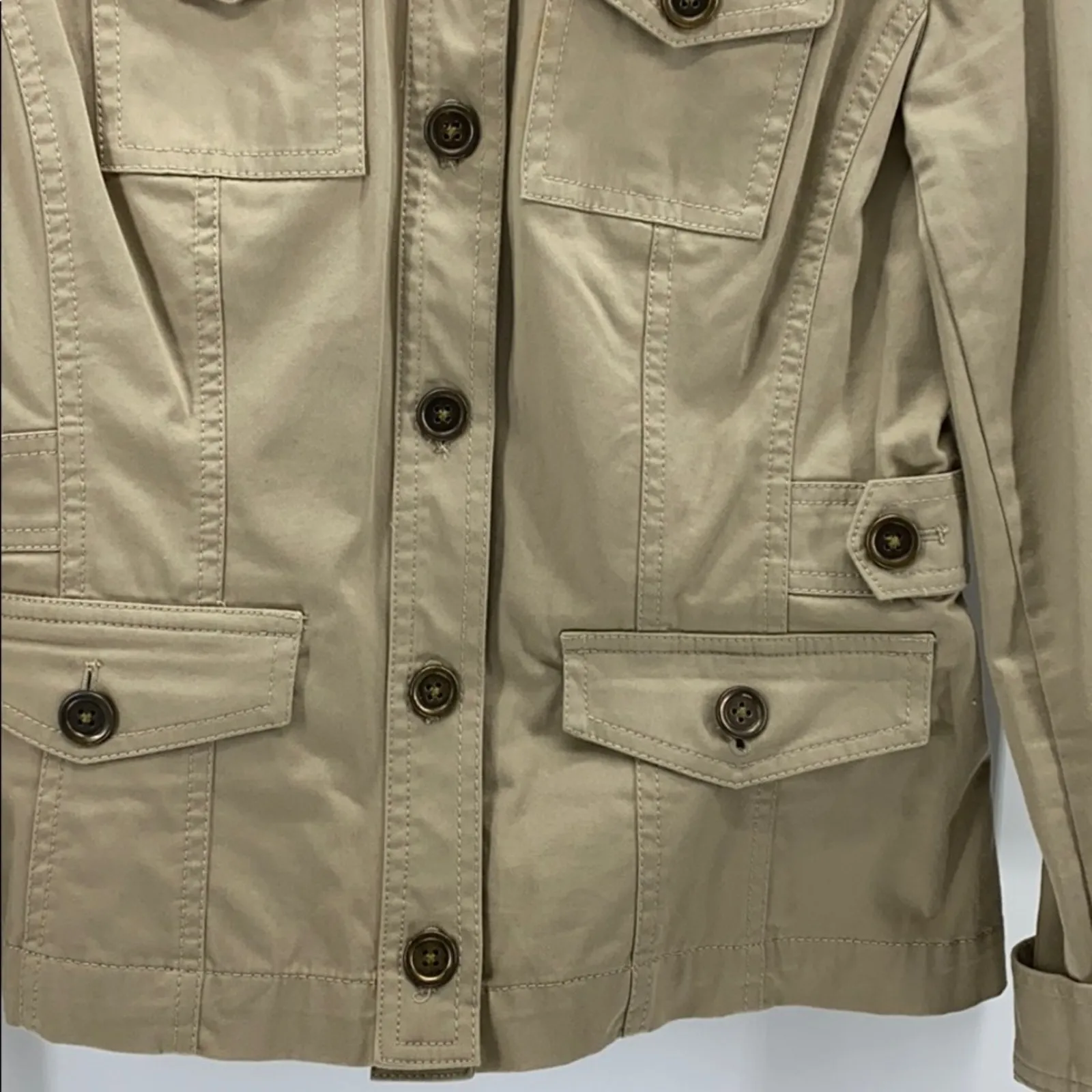 Jones New York utility jacket neutral minimalist casual closet staple Women's S - Image 6