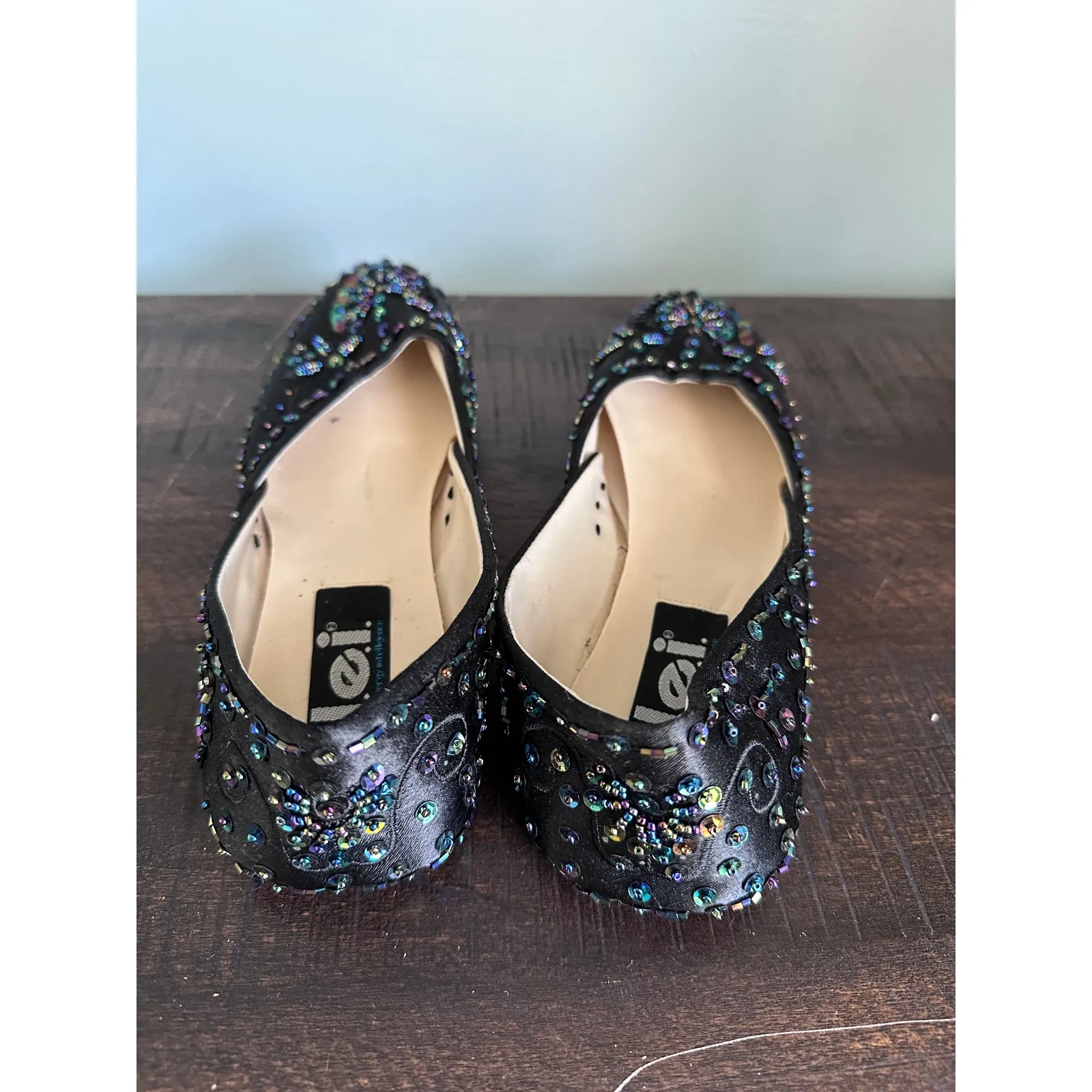 LEI Vintage Y2K Colorful Sequin Flat Dress Shoes Black Size 8 - Image 4