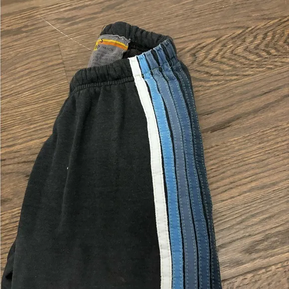 Aviator Nation 5 STRIPE SWEATPANTS - CHARCOAL // BLUE Size small - Image 2