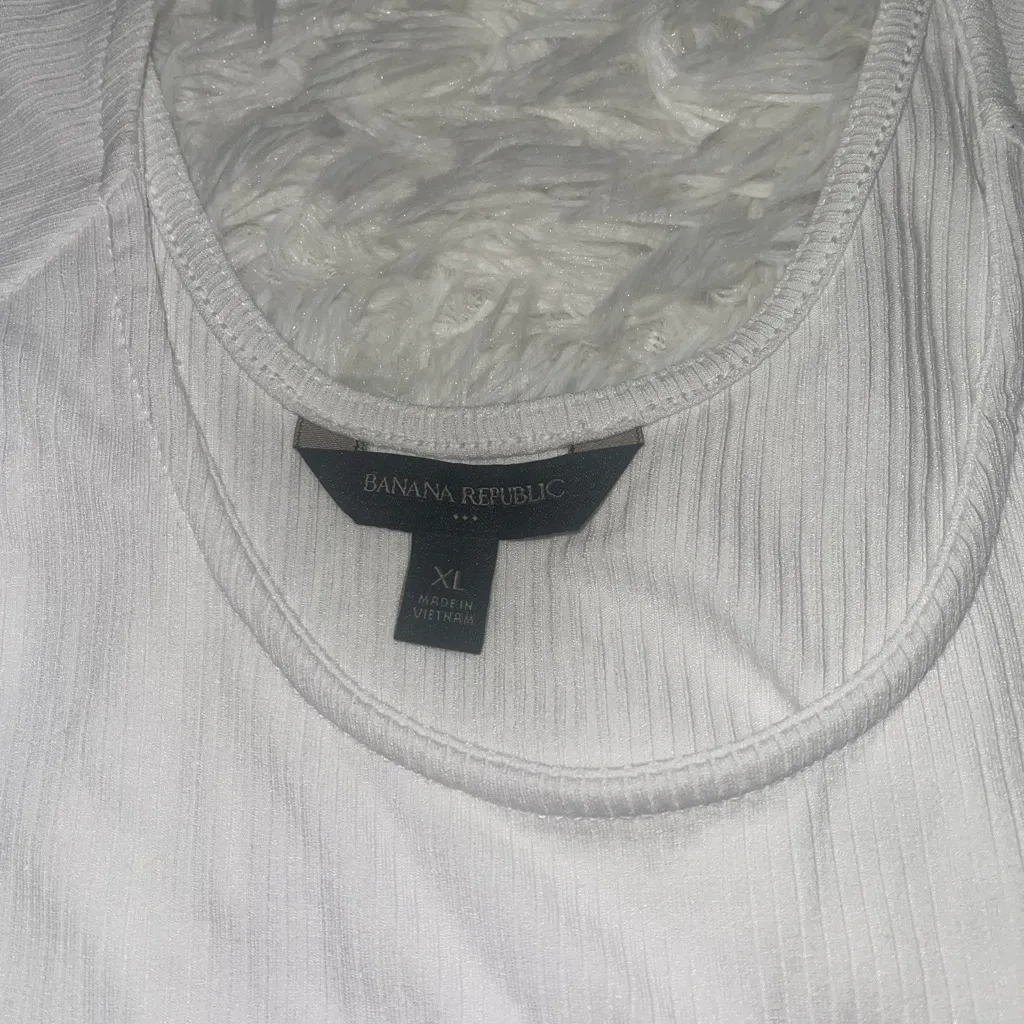 Banana Republic white bodysuit 3/4 sleeve ripped top shirt woman’s XL - Image 3