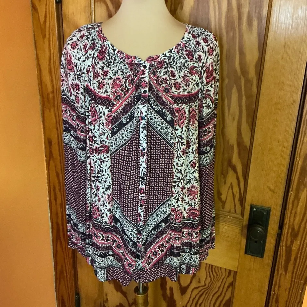 Lucky Brand Boho Multicolored Peasant Blouse - Image 5