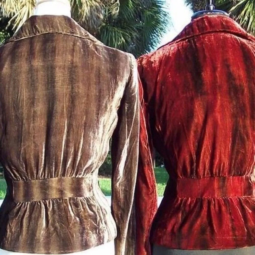 Cache Cranberry Velvet Dip-Dye Jacket Coat Top New Lined $178 NWT Textured - Image 4