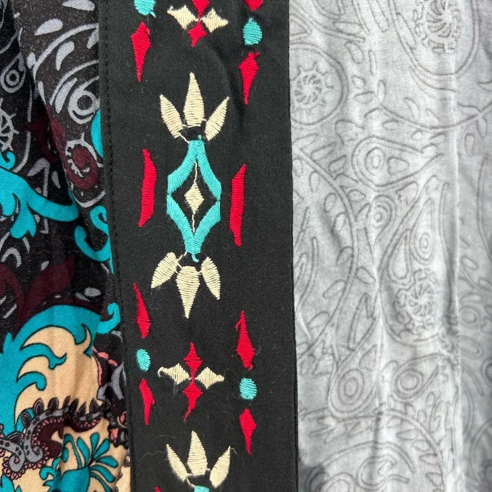 Flying Tomato embroidered open front cardigan duster M/L rayon lightweight - Image 5