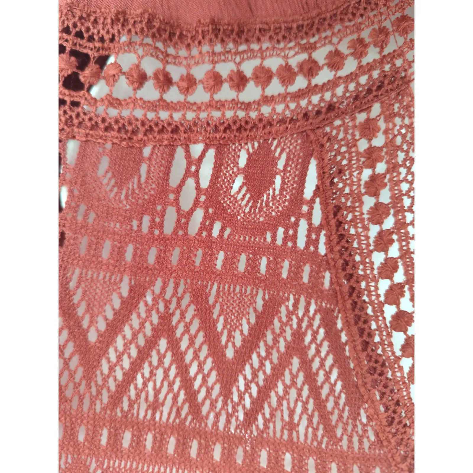 Almost Famous Tie Front Hi-Low Burnt Orange Bohemian Kimono MEDIUM NWT - Image 9