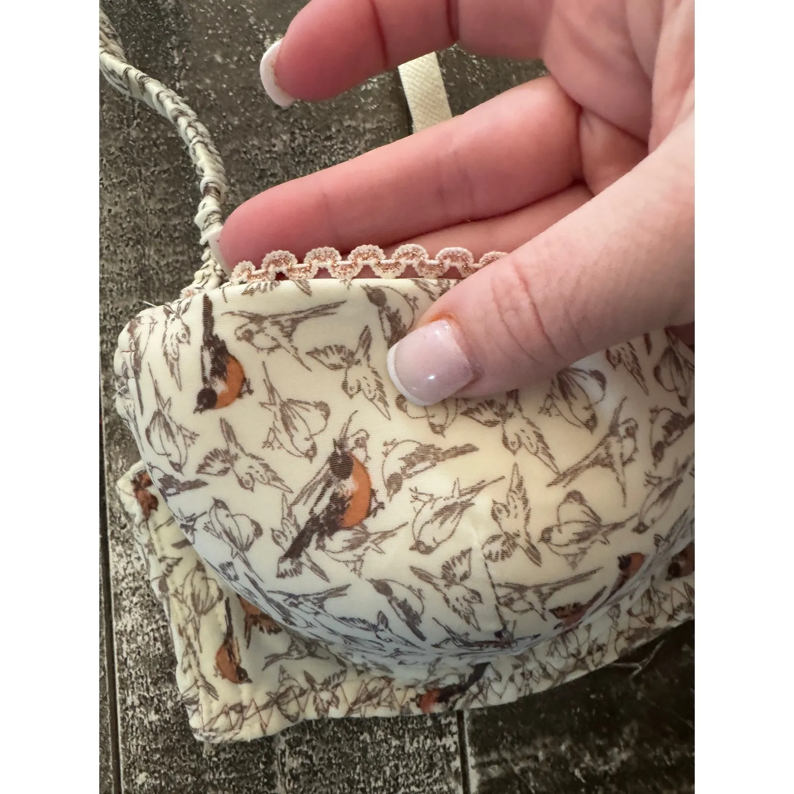 INTIMISSIMI Bird Print Demi Bra US Size 34C/36B Orange - Image 2